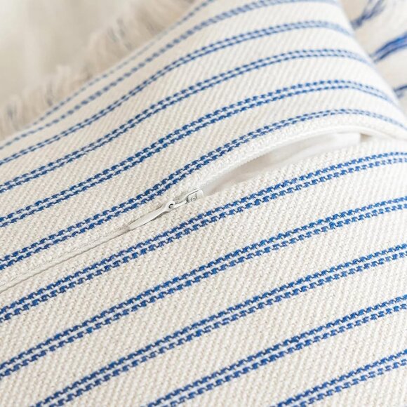 Throw Pillow Covers 20x20 Set of 2 Striped Pillow Covers with Fringe Chic - Picture 4 of 7